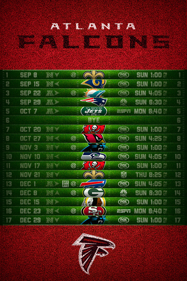 Alanta Falcons Football Schedule iPhone Wallpaper