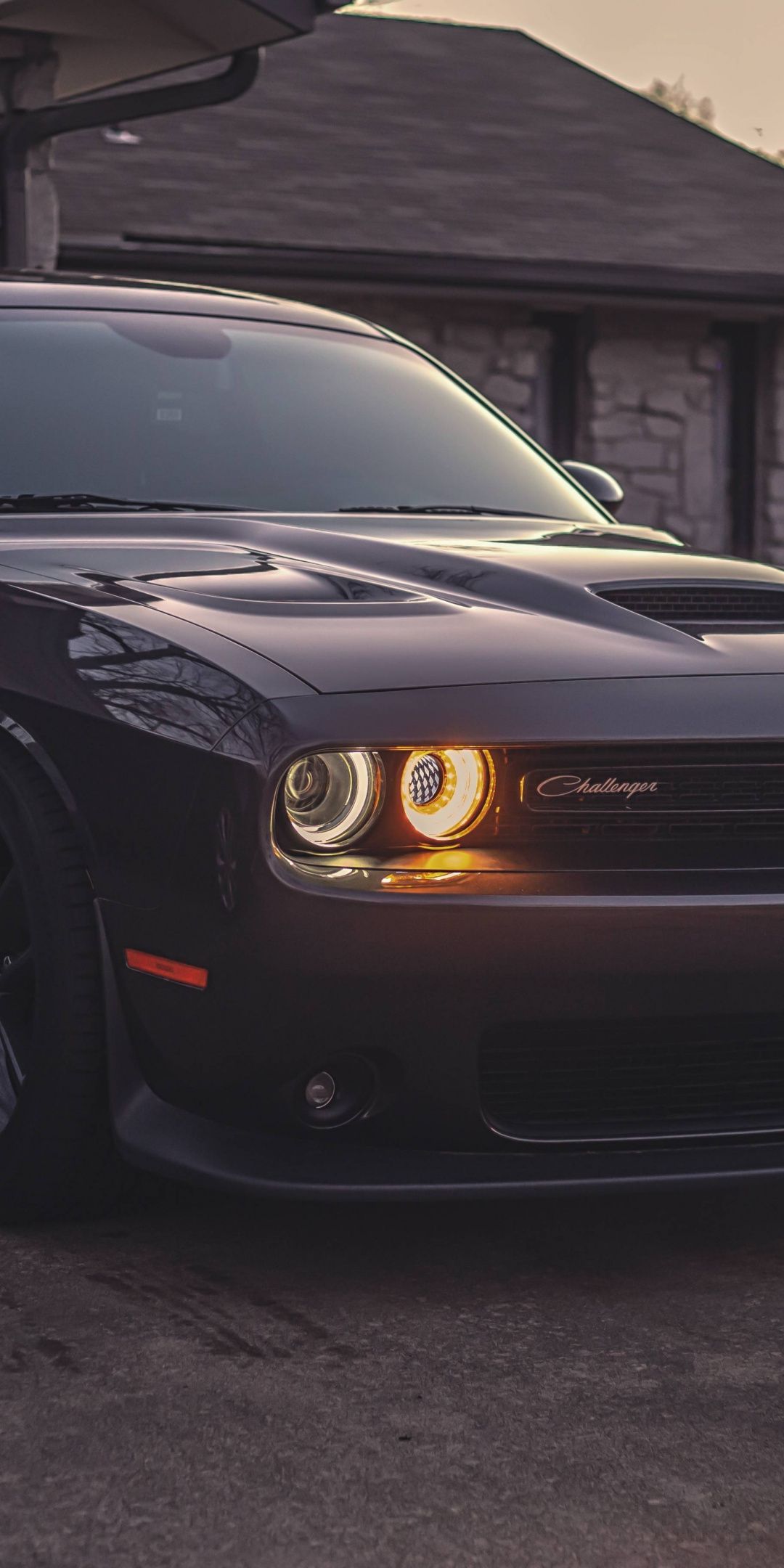 Wallpaper Black Muscle Car Dodge Challenger