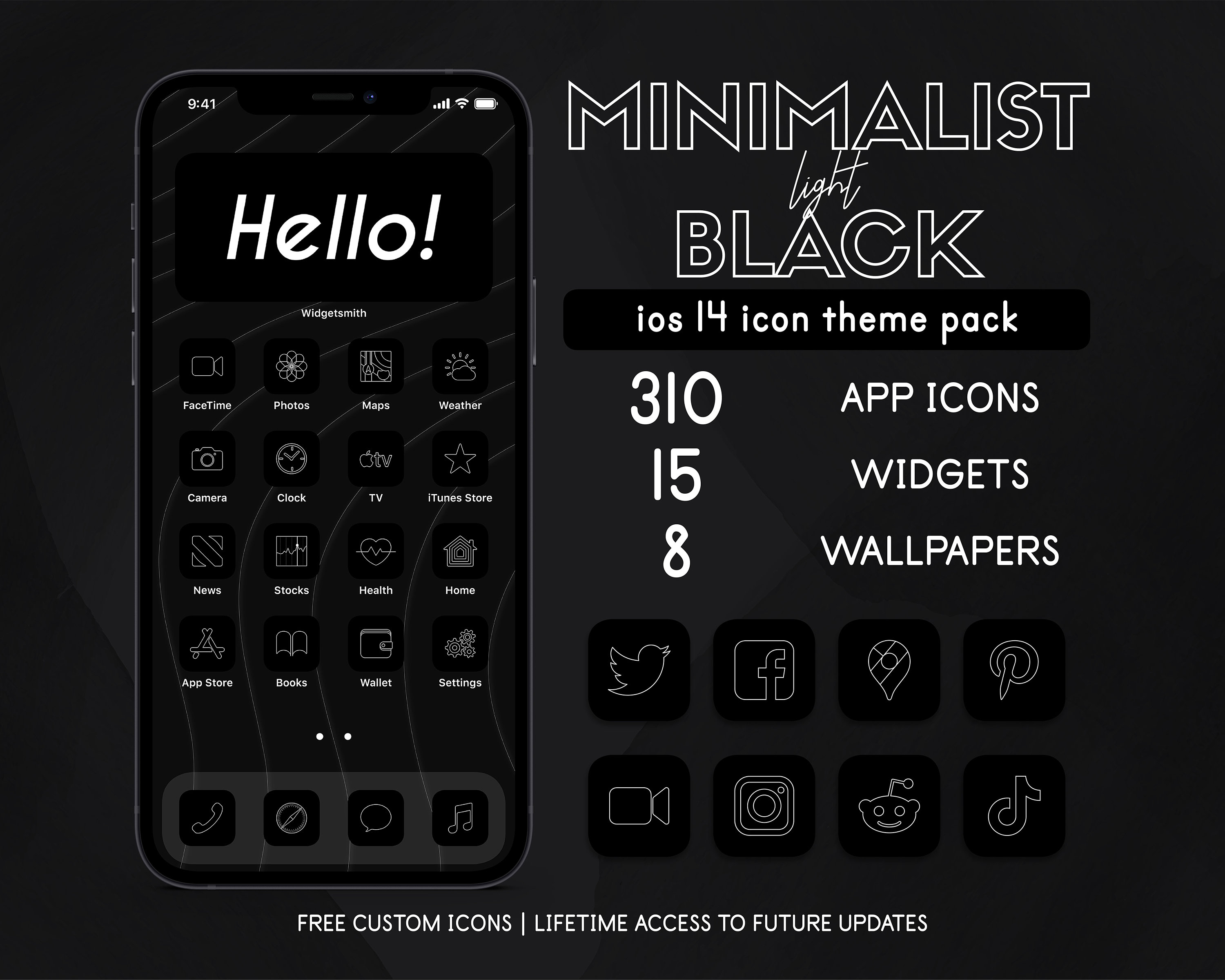 Free download Minimalist Black iPhone Ios 14 Ios 15 App Icons Pack