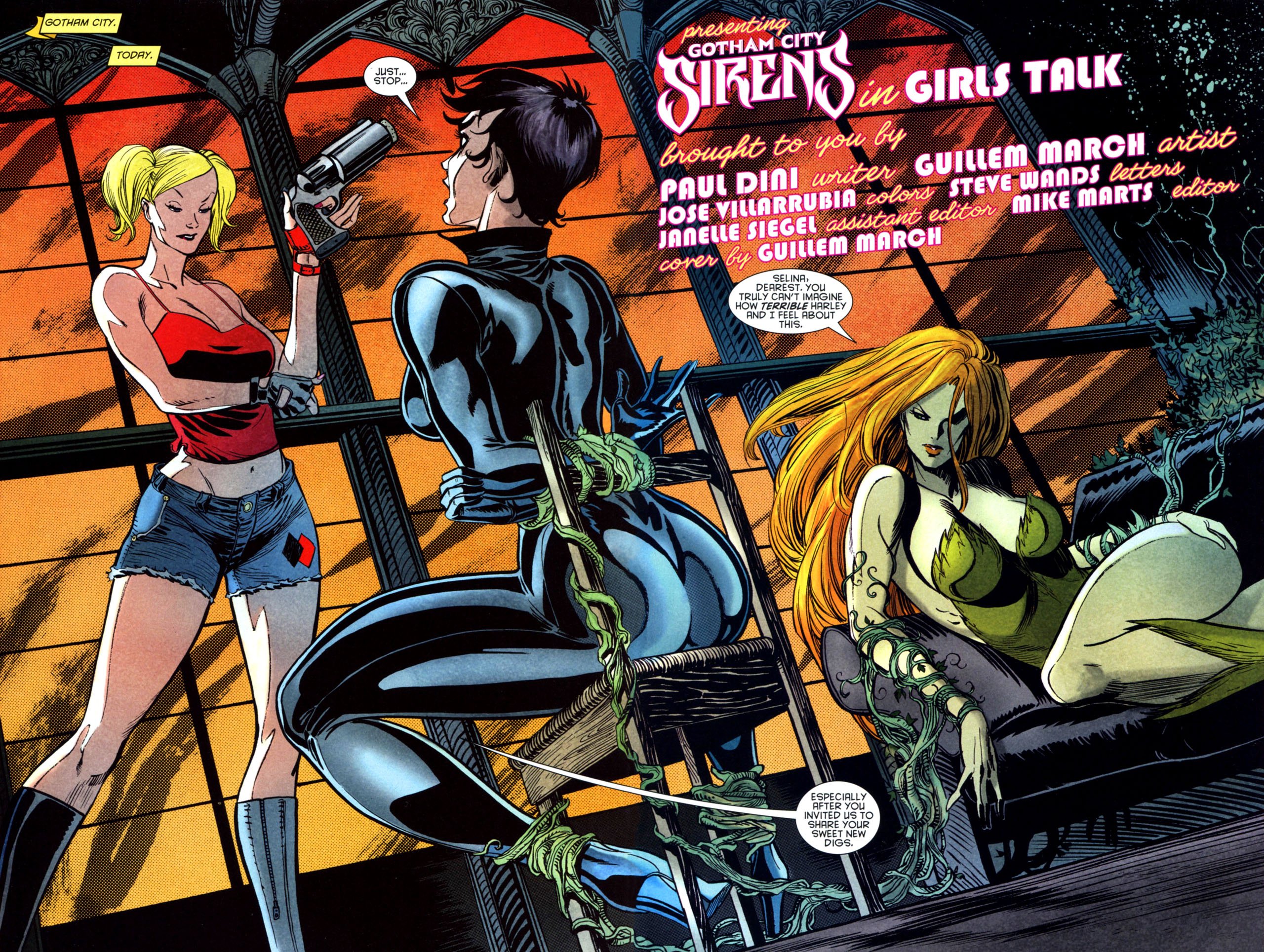 Ivy Harley Quinn Superhero Gotham City Sirens Wallpaper Background