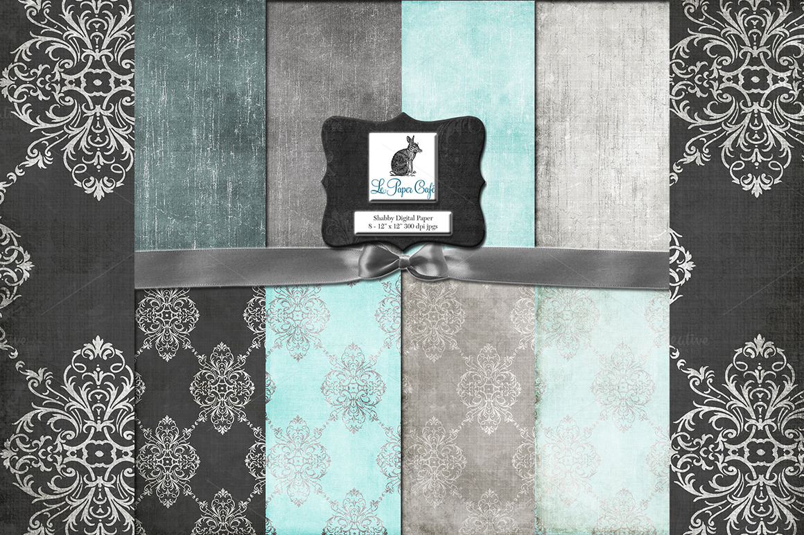 Teal Gray Damask Background Textures On Creative Market