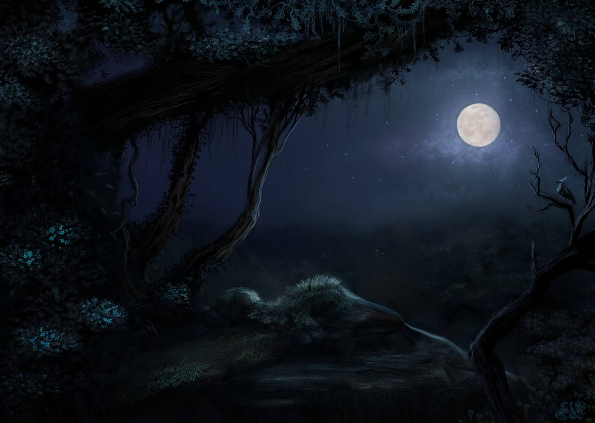 Moon Night Sky Wallpaper