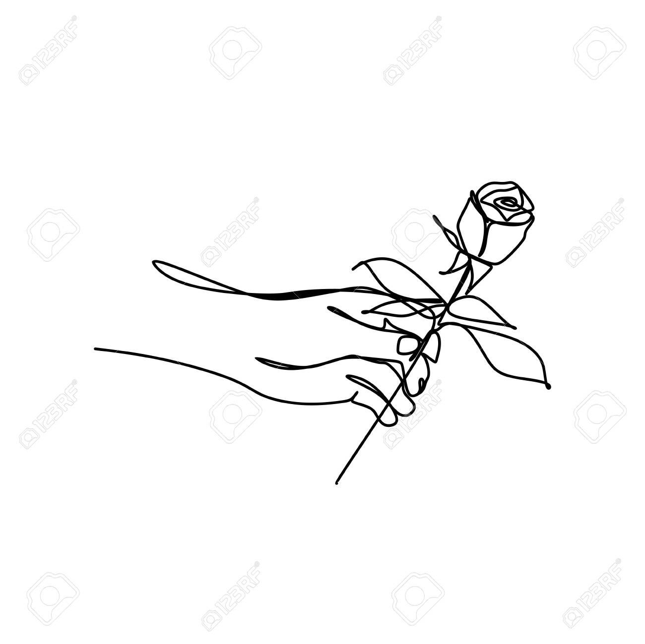Single Continuous Line Drawing Of Rose Flower Minimalist Design