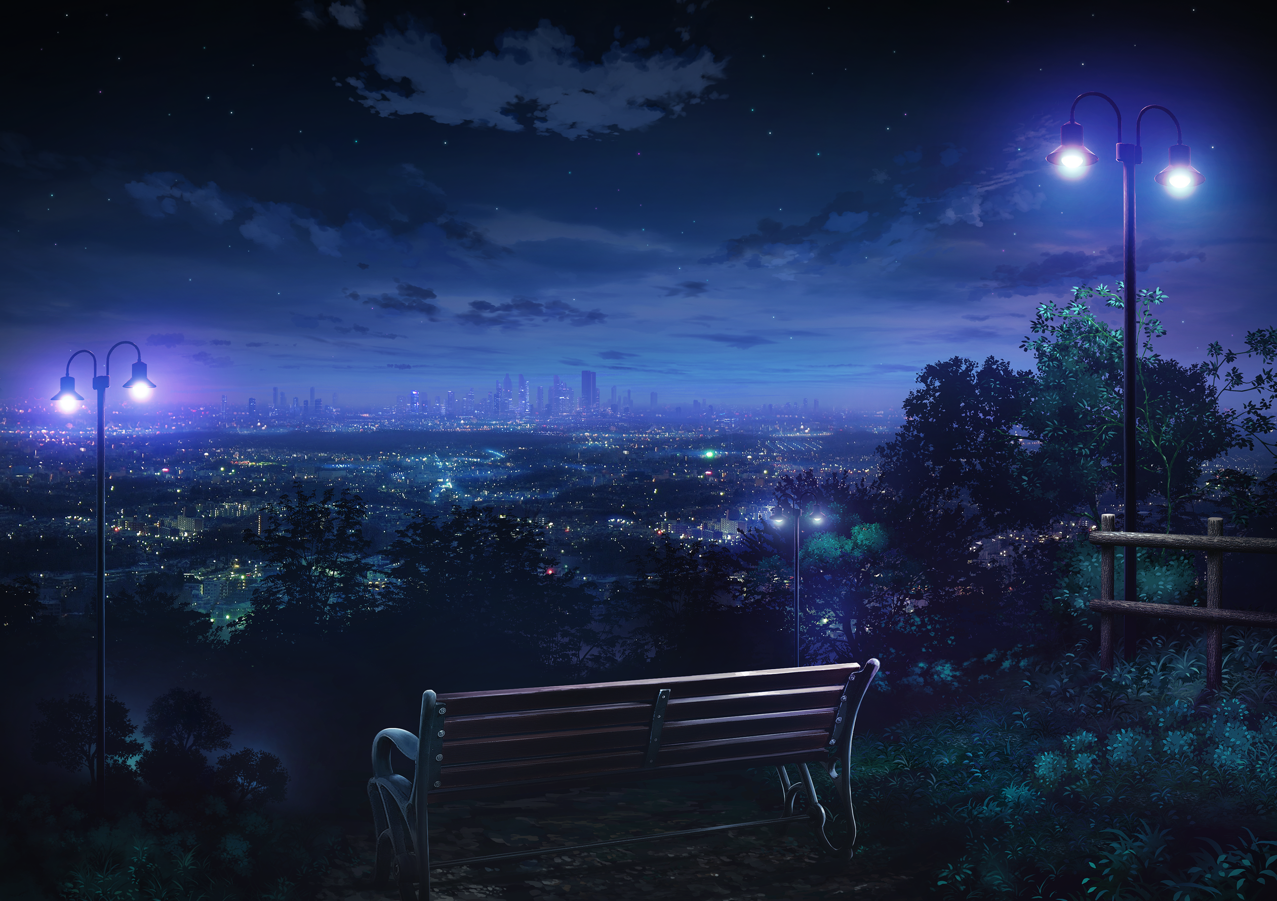 4540573 cityscape lantern anime night landscape skyline