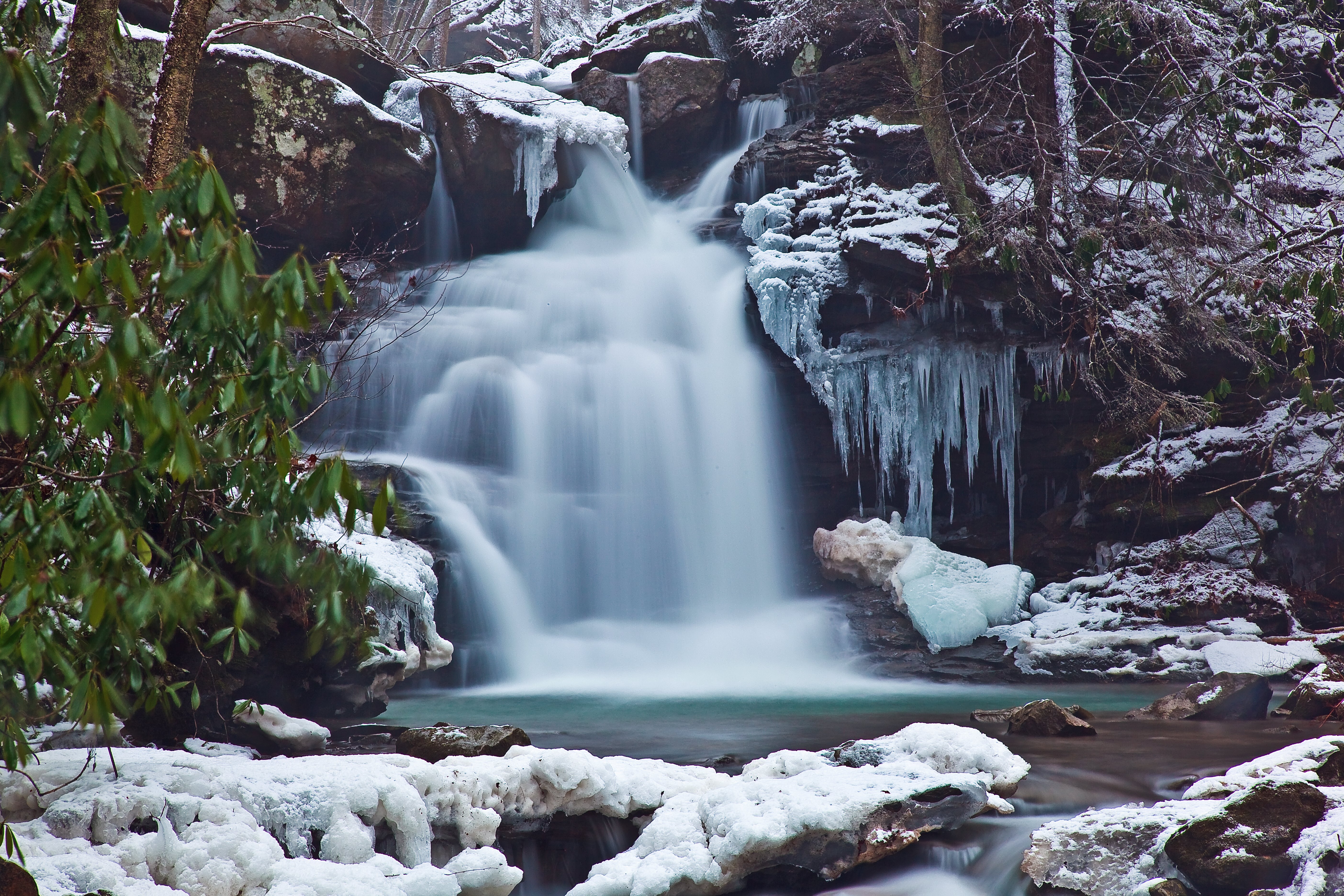 File Winter Waterfall Ice Snow Rocks West Virginia Forestwander