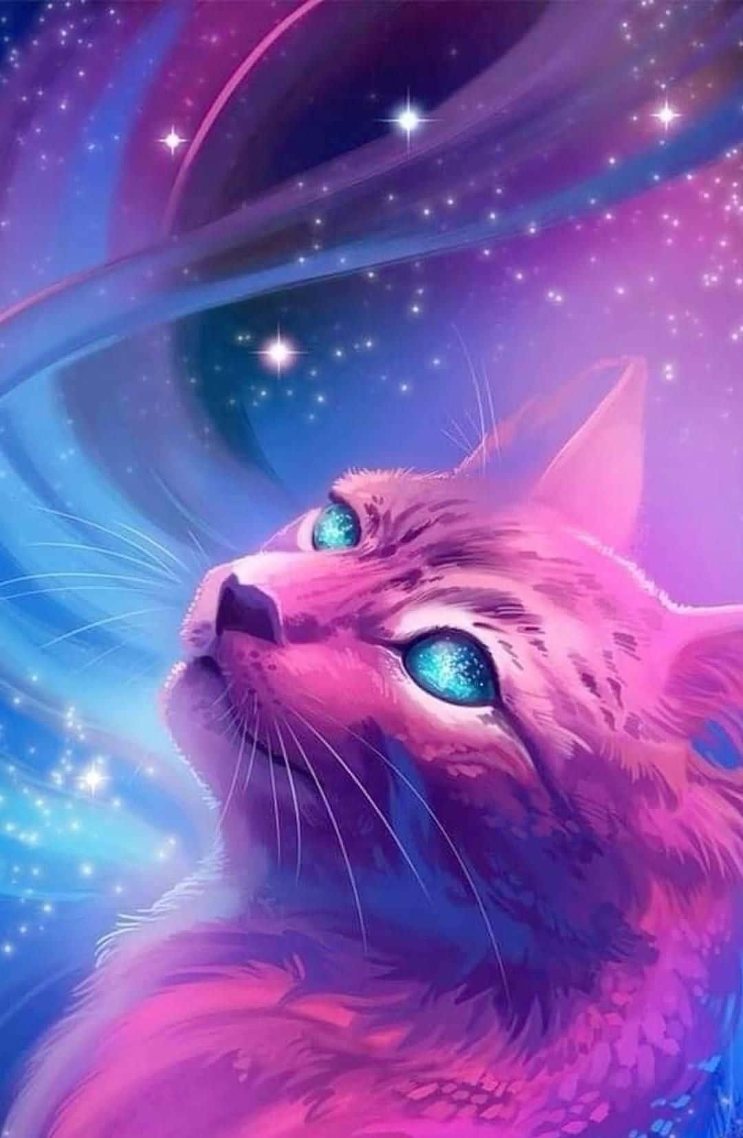 Galaxy Purple Cat Wallpaper