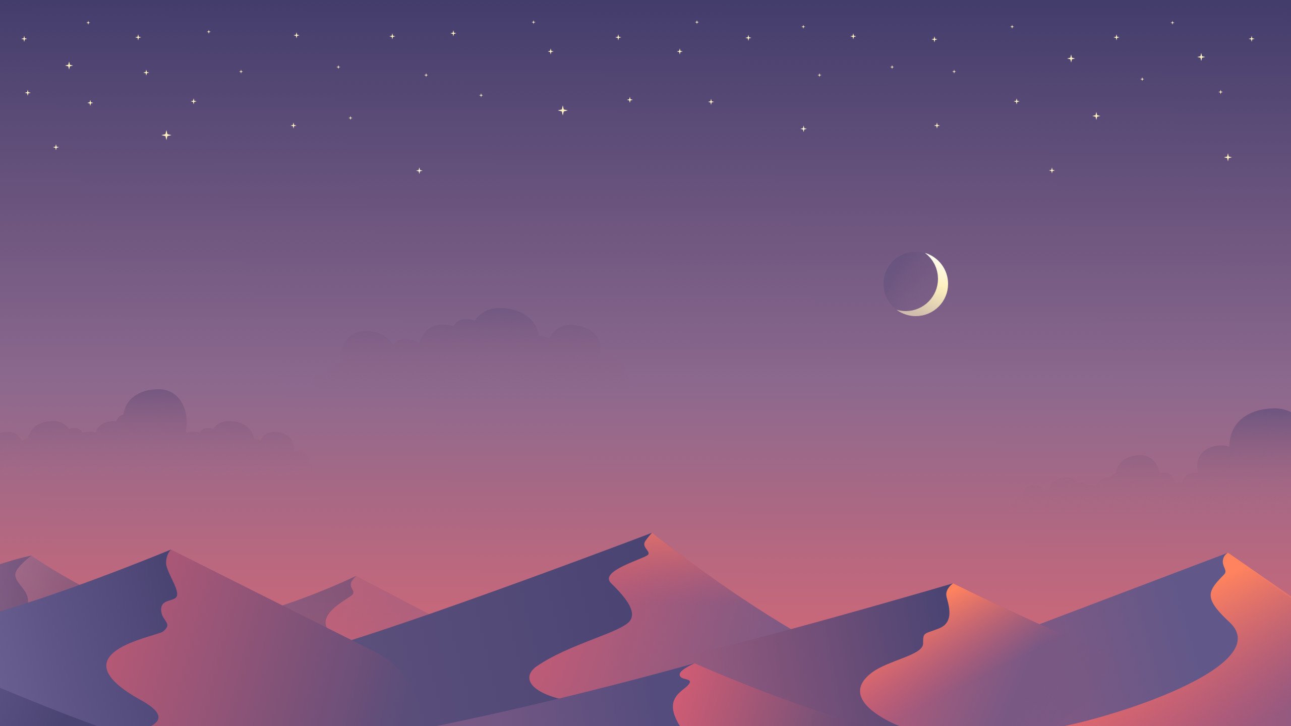 Aesthetic Wallpaper For iPad Featuring A Desert Landscape With Mountains And Crescent Moon