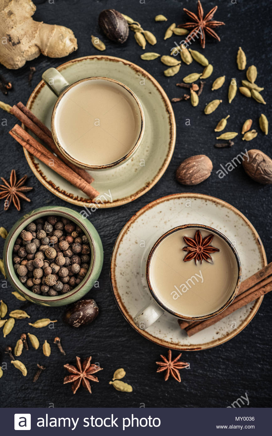 Traditional Indian Drink Masala Chai Tea Milk With Spices