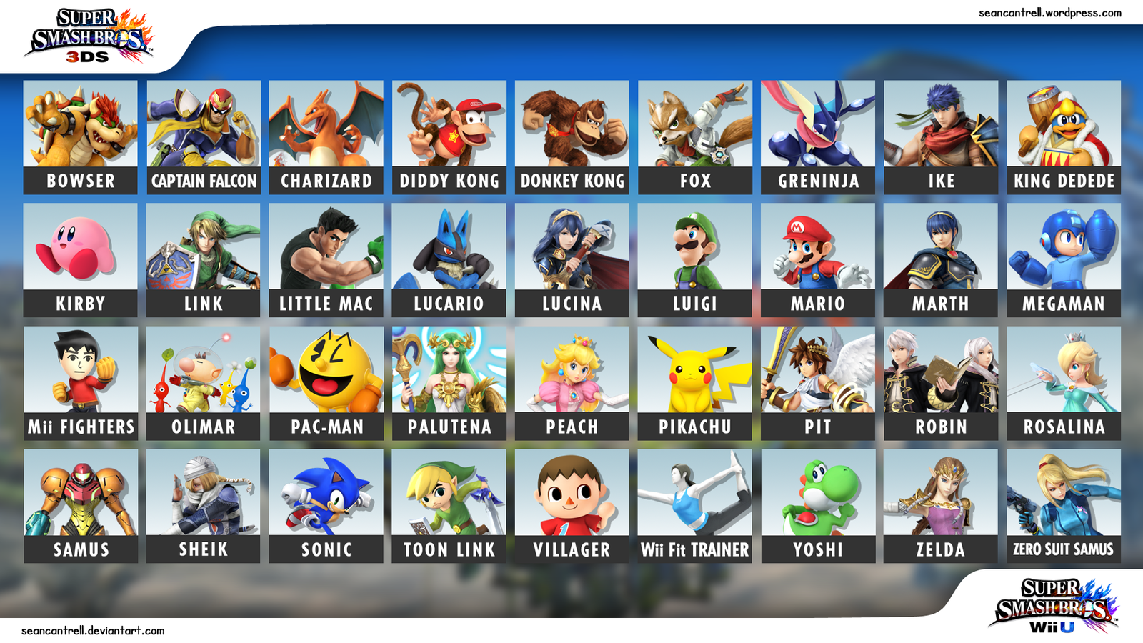 Super Smash Bros Wii U 3ds Character Selection By Seancantrell On