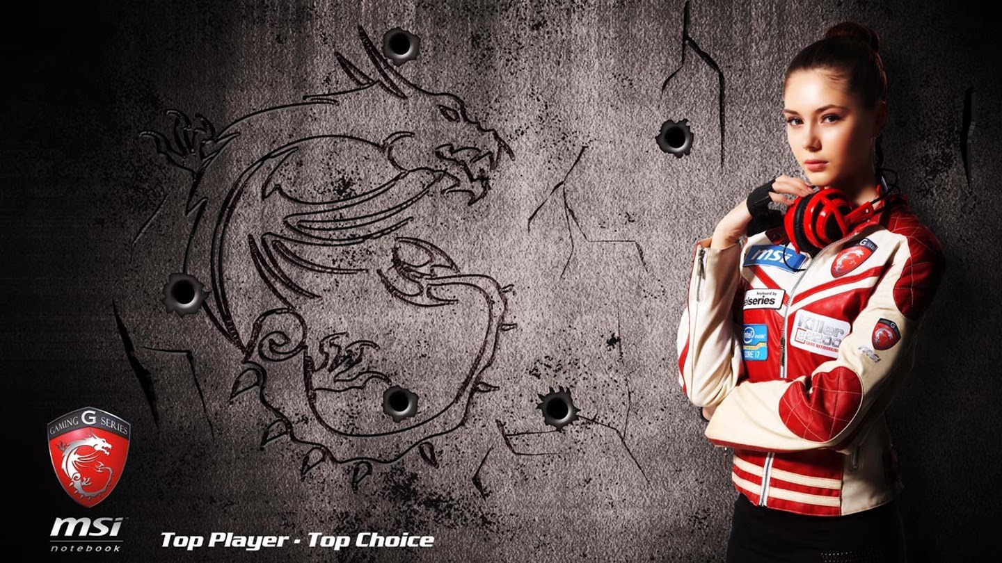 Girl Mode Dragon Logo Msi Headphone Widescreen HD Wallpaper J05