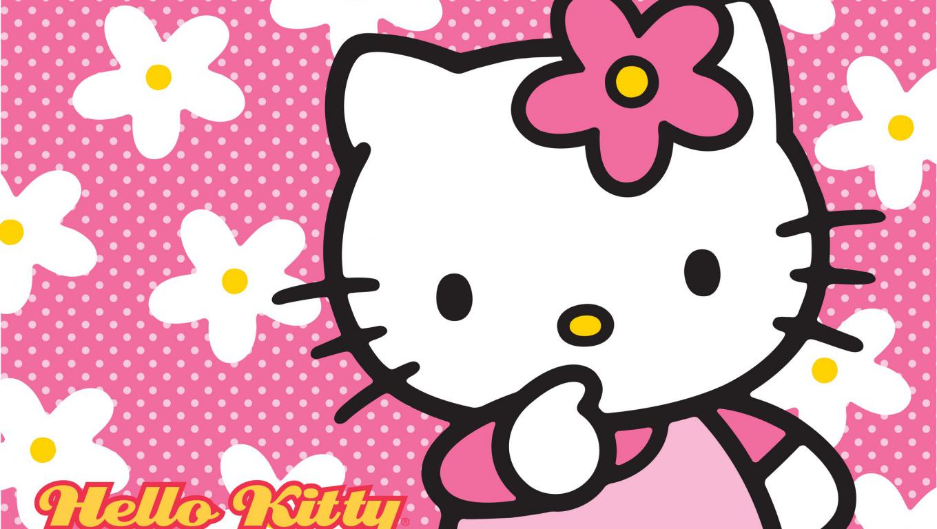 Kitty Wallpaper With Floral Pink Background HD For