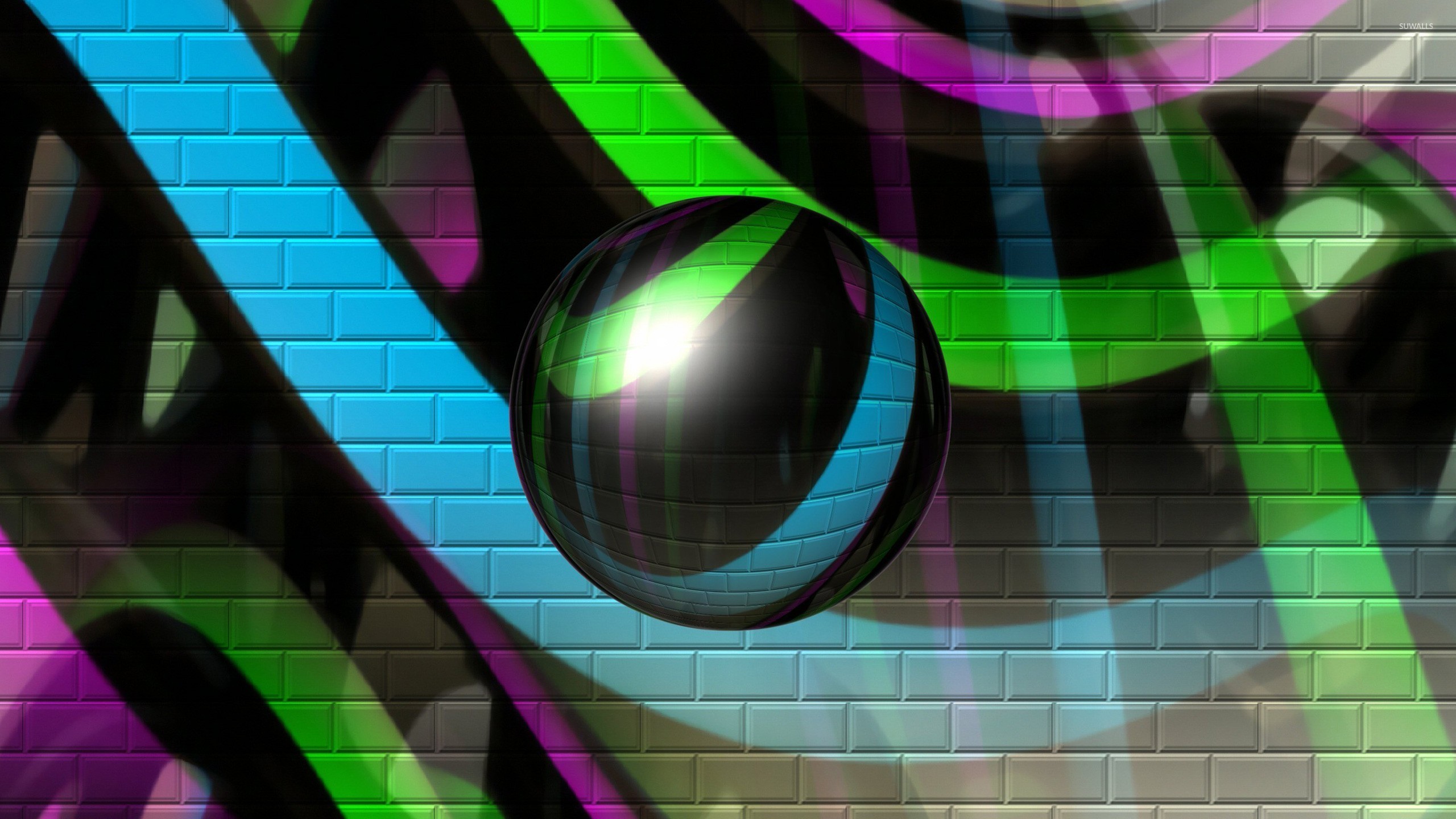 Sphere Reflecting The Graffiti Wallpaper