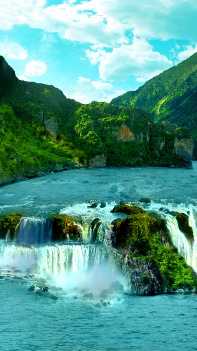 Tropical Waterfall iPhone Wallpaper