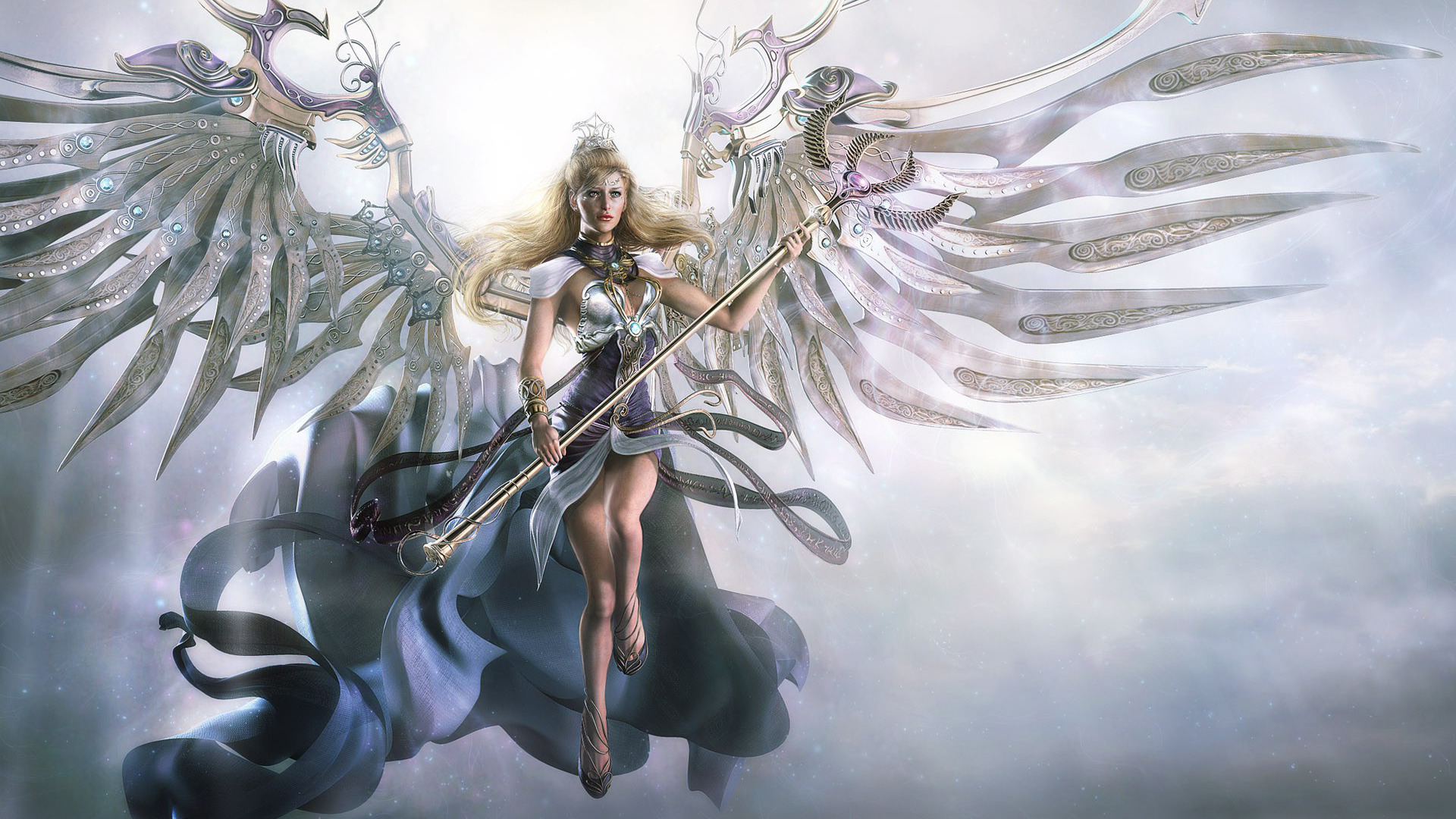 Angel With Metal Wings Wallpaper