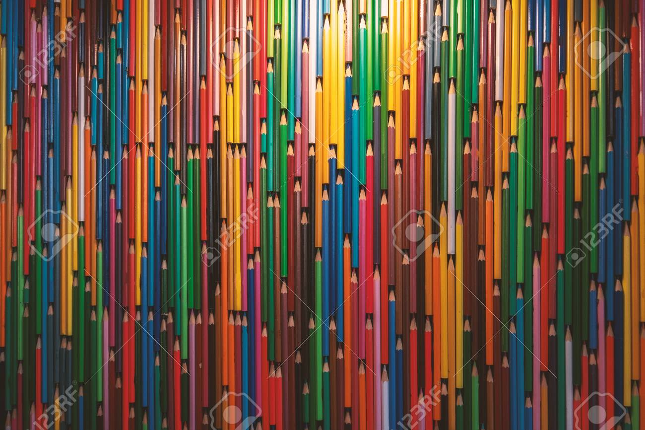 Colorful Pencil Wall Creative Background As Backdrop Or Wallpaper