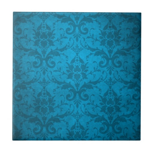 Aqua Damask Wallpaper Vintage Blue