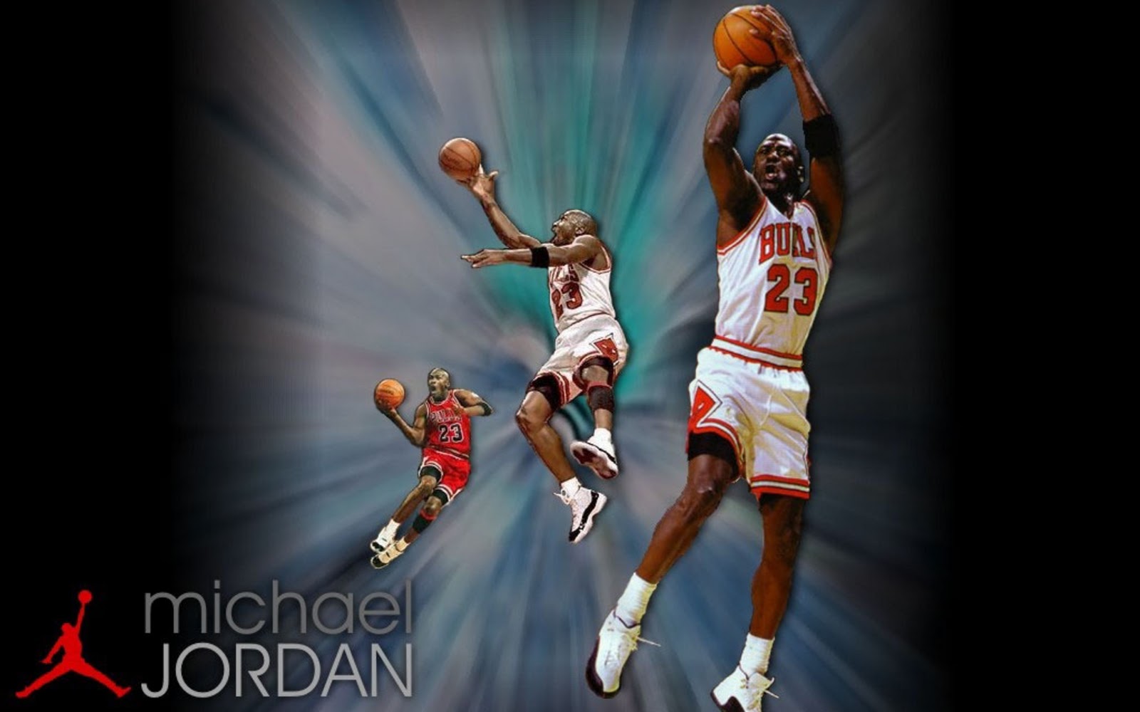 Black red sport wallpaper with Michael Jordan playing basketball 1600x1000