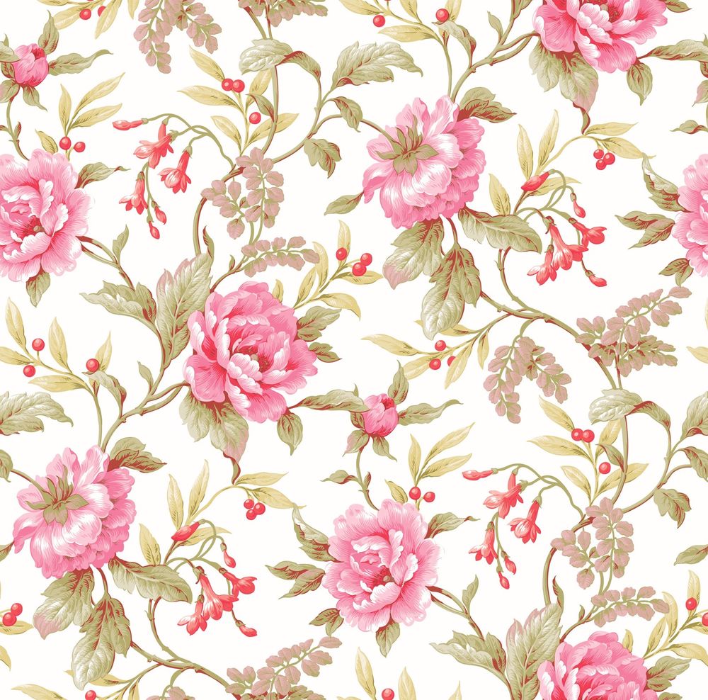 Wallpaper By The Yard Pt71271 Peony Trail Country Floral
