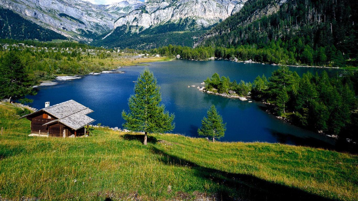 Lake Cabin Wallpaper Hd Background