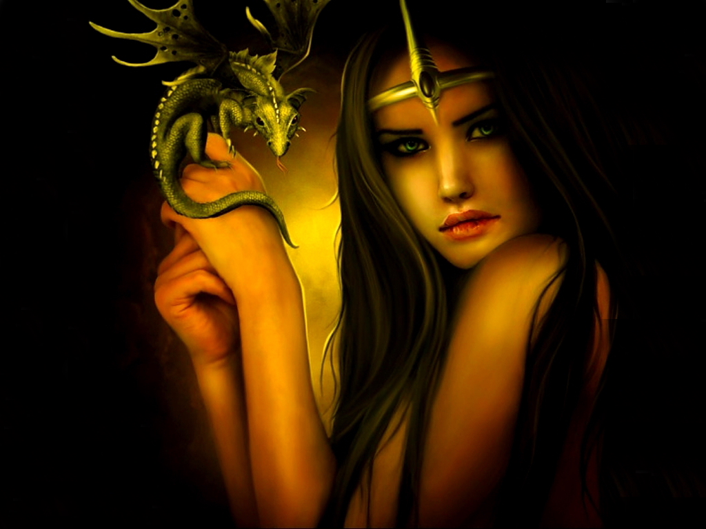 Girl And A Dragon Fantasy Wallpaper