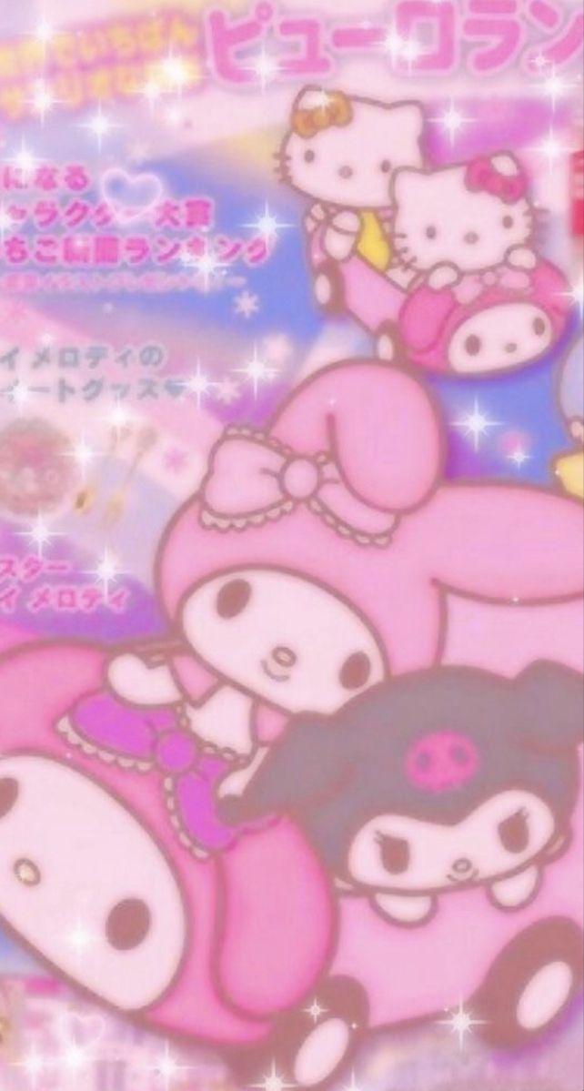 my melody and kuromi aesthetic pink phone background Hello
