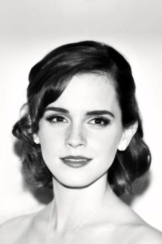 Ios7 Emma Watson Blackwhite Parallax HD iPhone iPad Wallpaper
