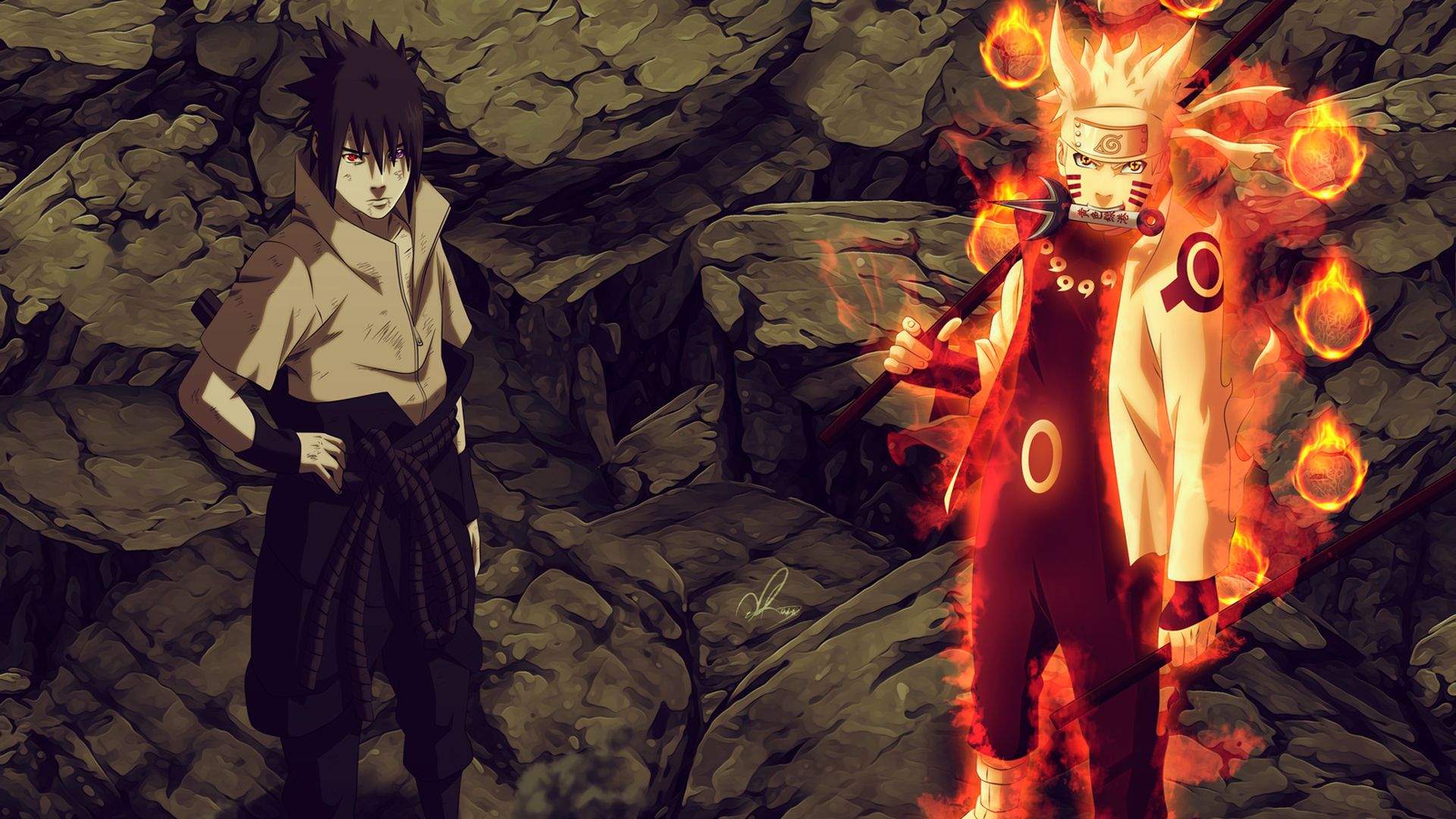 Naruto In Sage Of Six Paths And Sasuke With Rinnegan