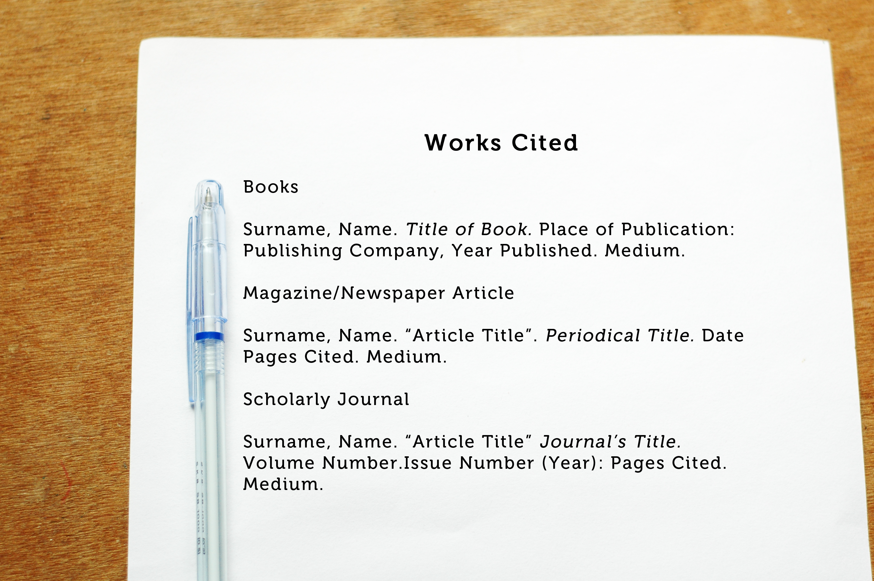 works cited sample page mla