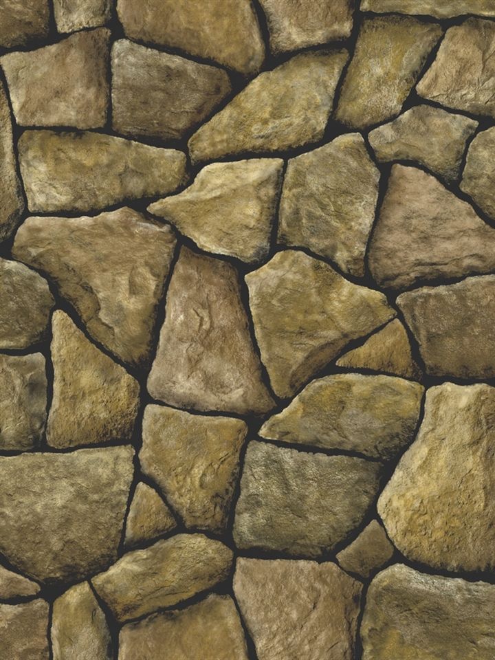 D Faux Creek Rock Stone With Black Grout Wallpaper Sr026203