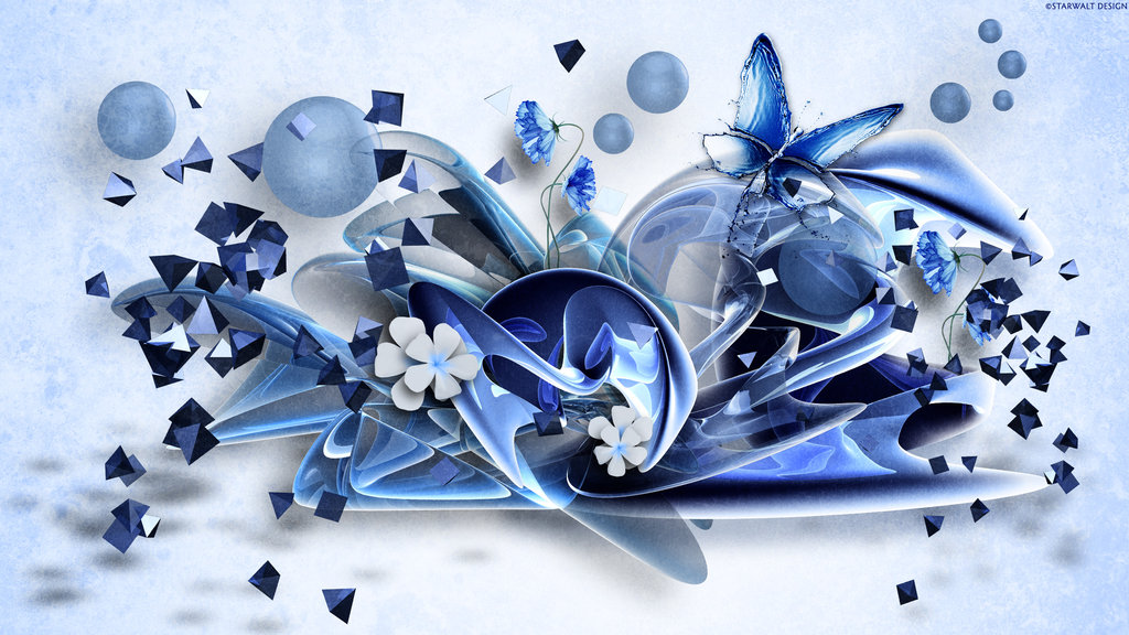Butterfly On Blue Glass By Starwaltdesign