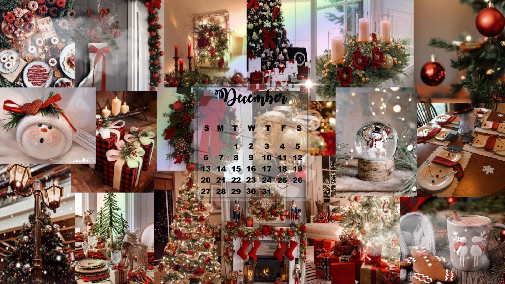 Christmas Collage With Calendar Wallpaper
