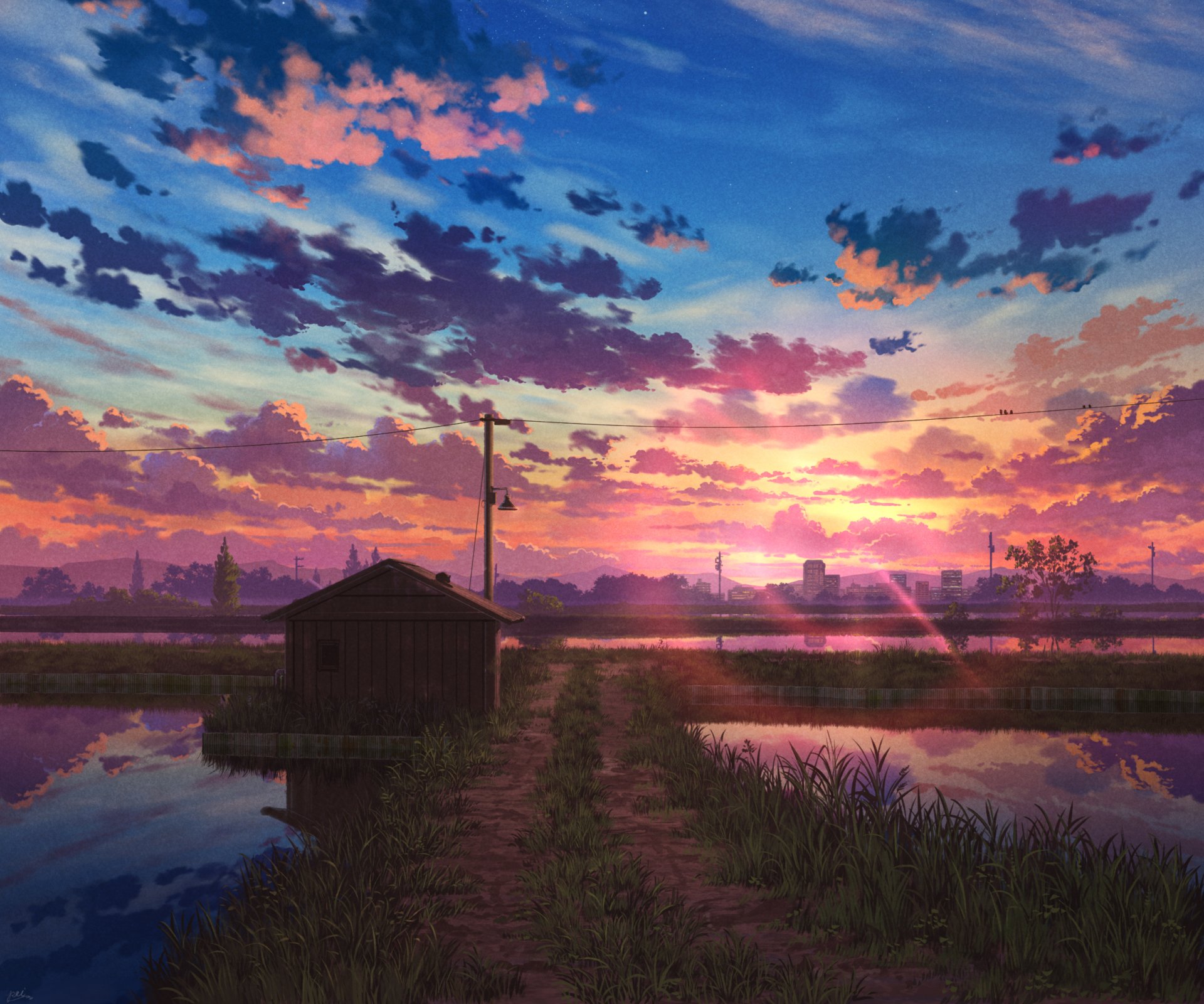 Anime Sunset HD Wallpaper