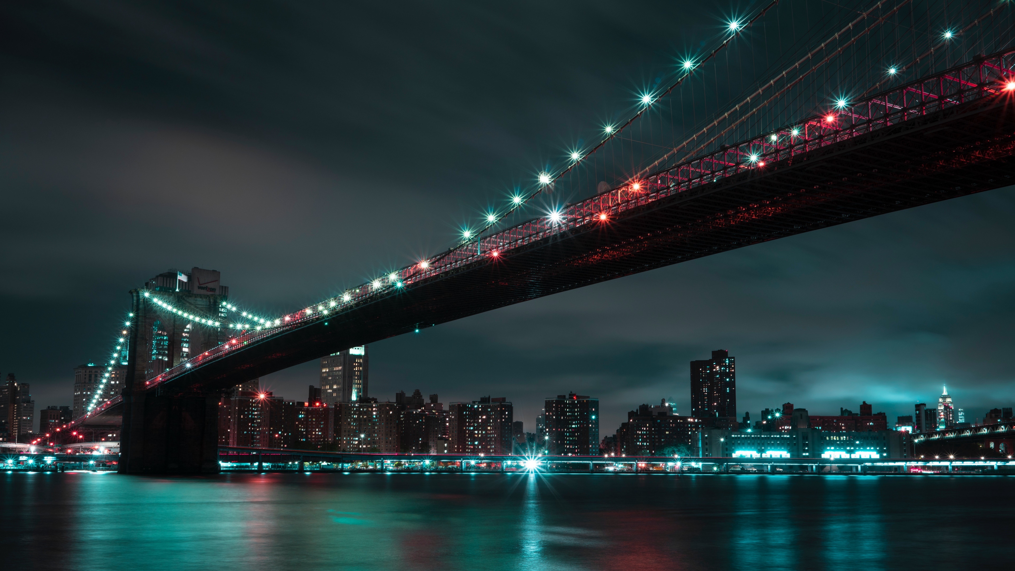 New York Manhattan Night Light Bridge Man Made Brooklyn 4k Ultra HD Wallpaper