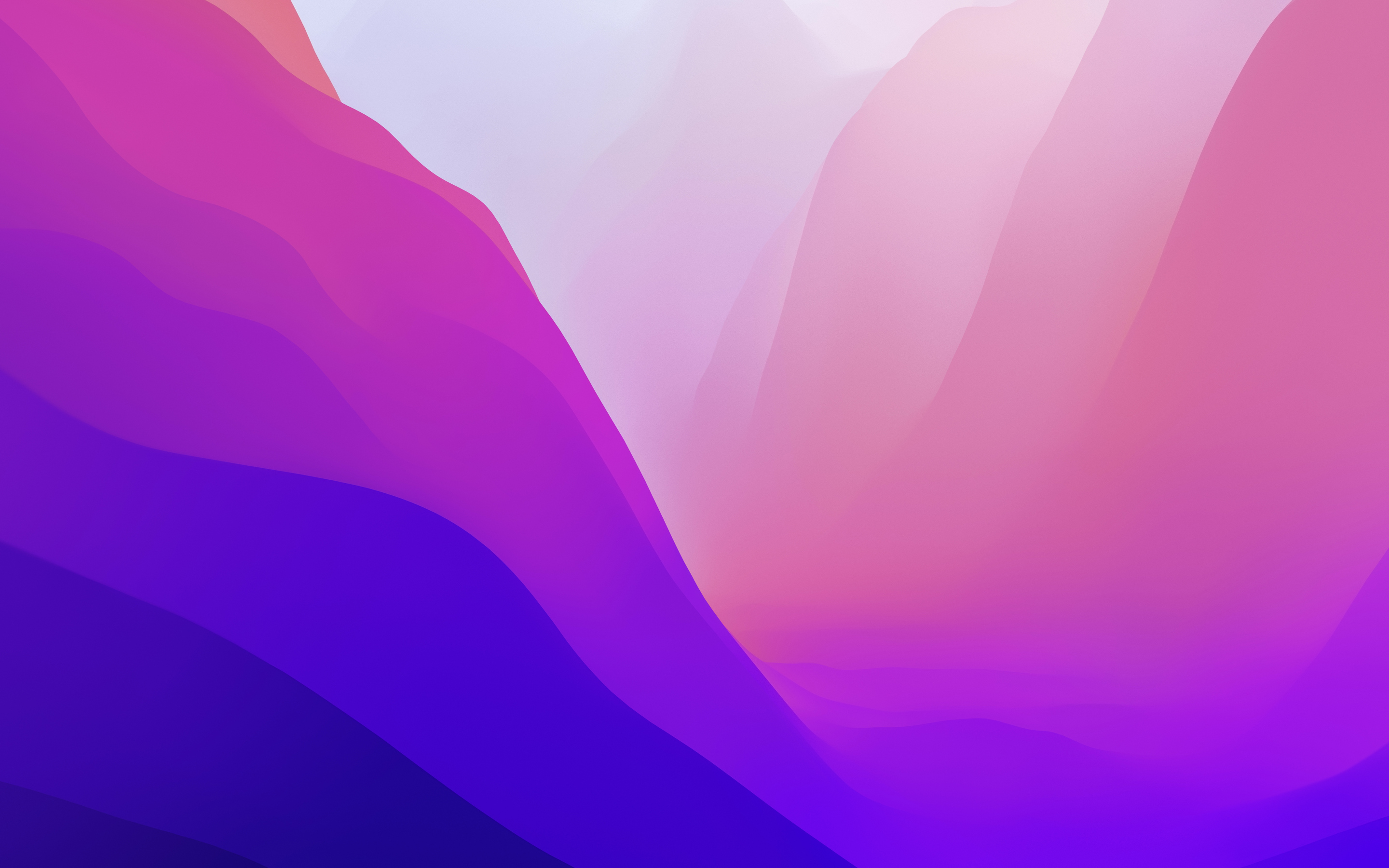 Abstract 4k wallpaper with smooth curves in shades of pink, purple, and blue, suitable for a MacBook Pro