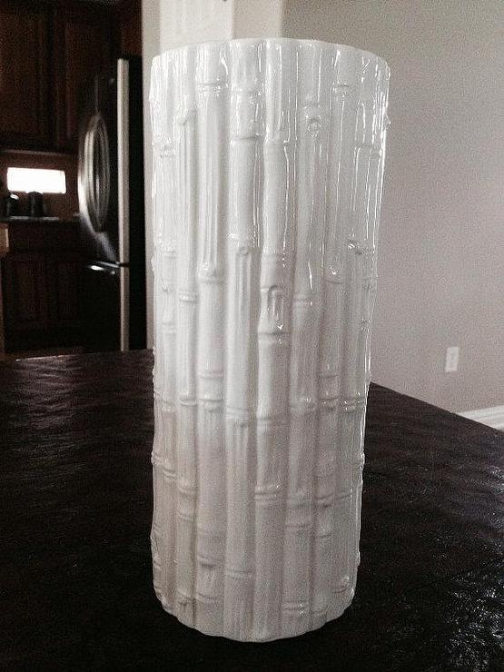 Vintage Ceramic Faux Bamboo White Vase By Swansonlanehome I