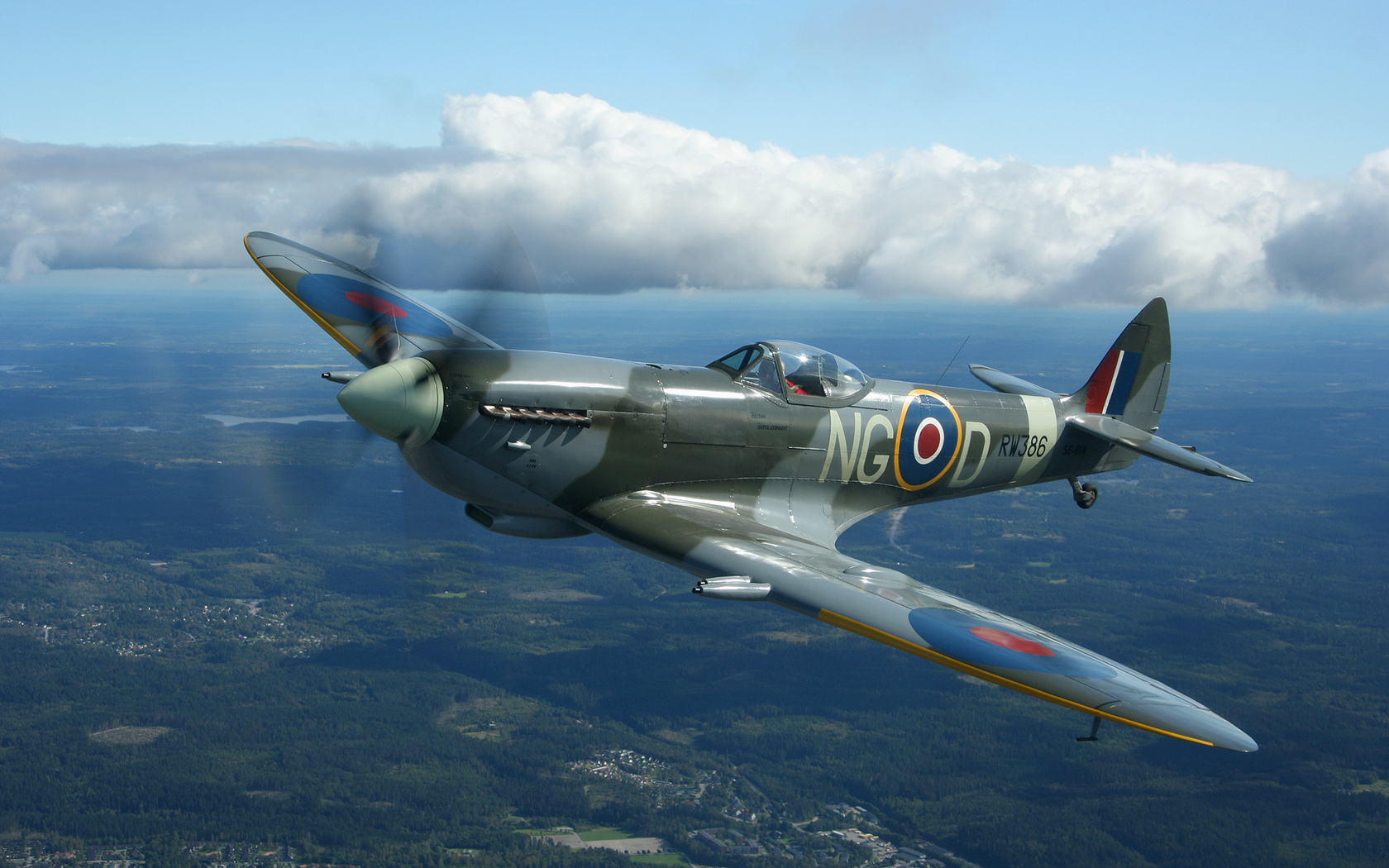 Spitfire Wallpaper Supermarine Aircraft Plane Clouds