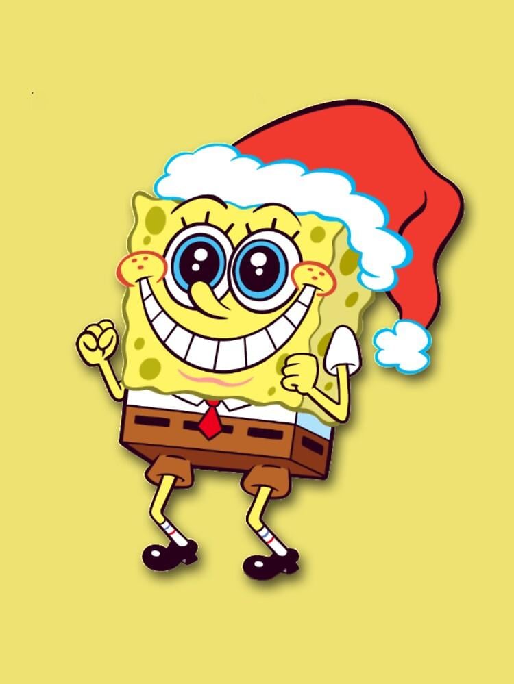 Spongebob Christmas Sticker Kids T Shirt For Sale By Grace Cop