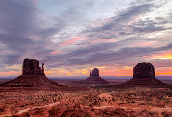 Wallpaper Monument Valley Sunset Sky Rock Desktop