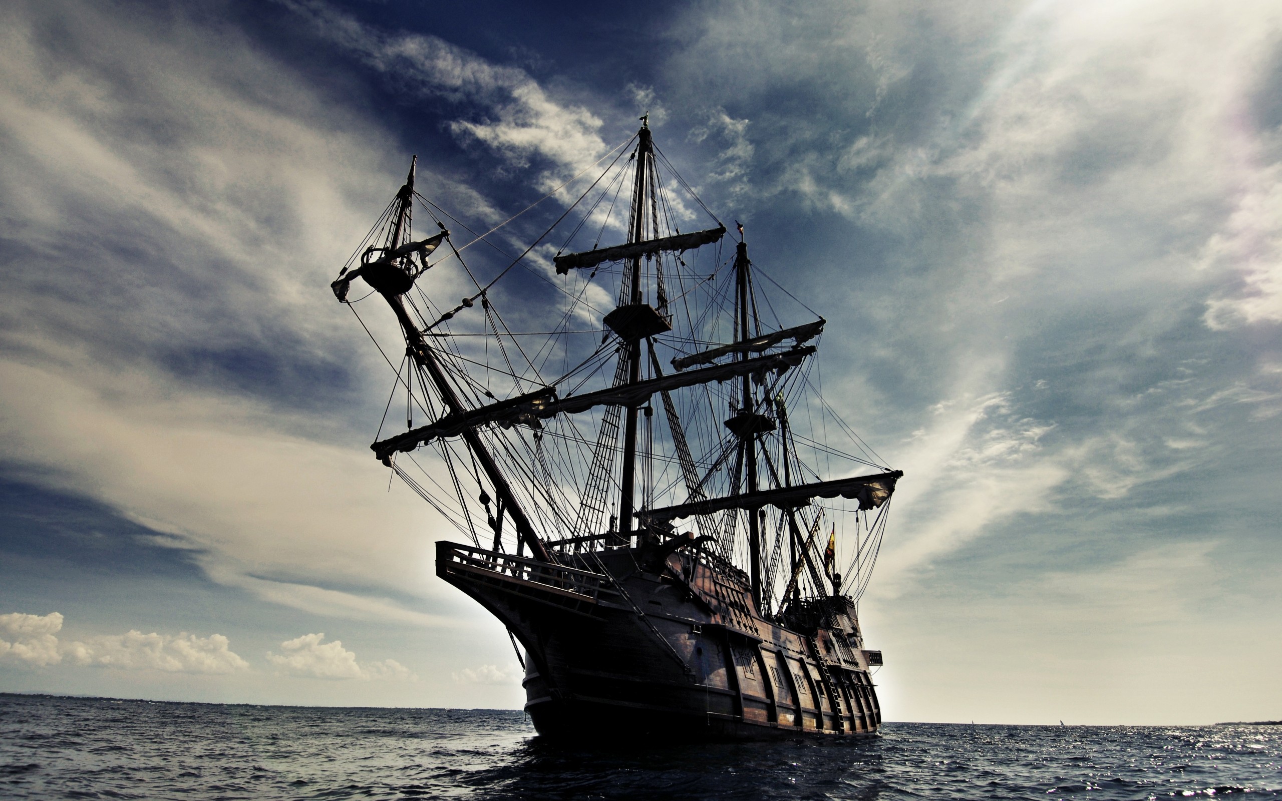 Pirate ship oceans skydoll wallpaper 2560x1600 9866