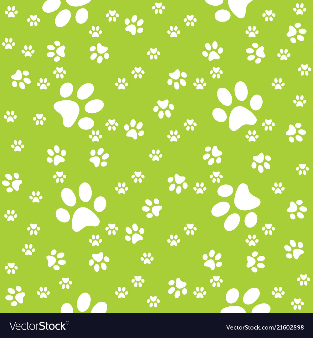 Paws Green Pattern Paw Background Royalty Vector Image