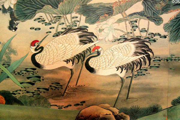 Cranes Painted On Antique Imported Oriental Wallpaper Rotch Jones Duff