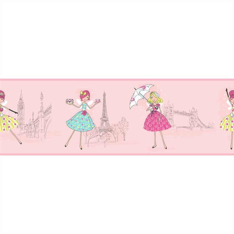 Pink Dlb07527 Vintage Fairies London Paris Hoopla Wallpaper
