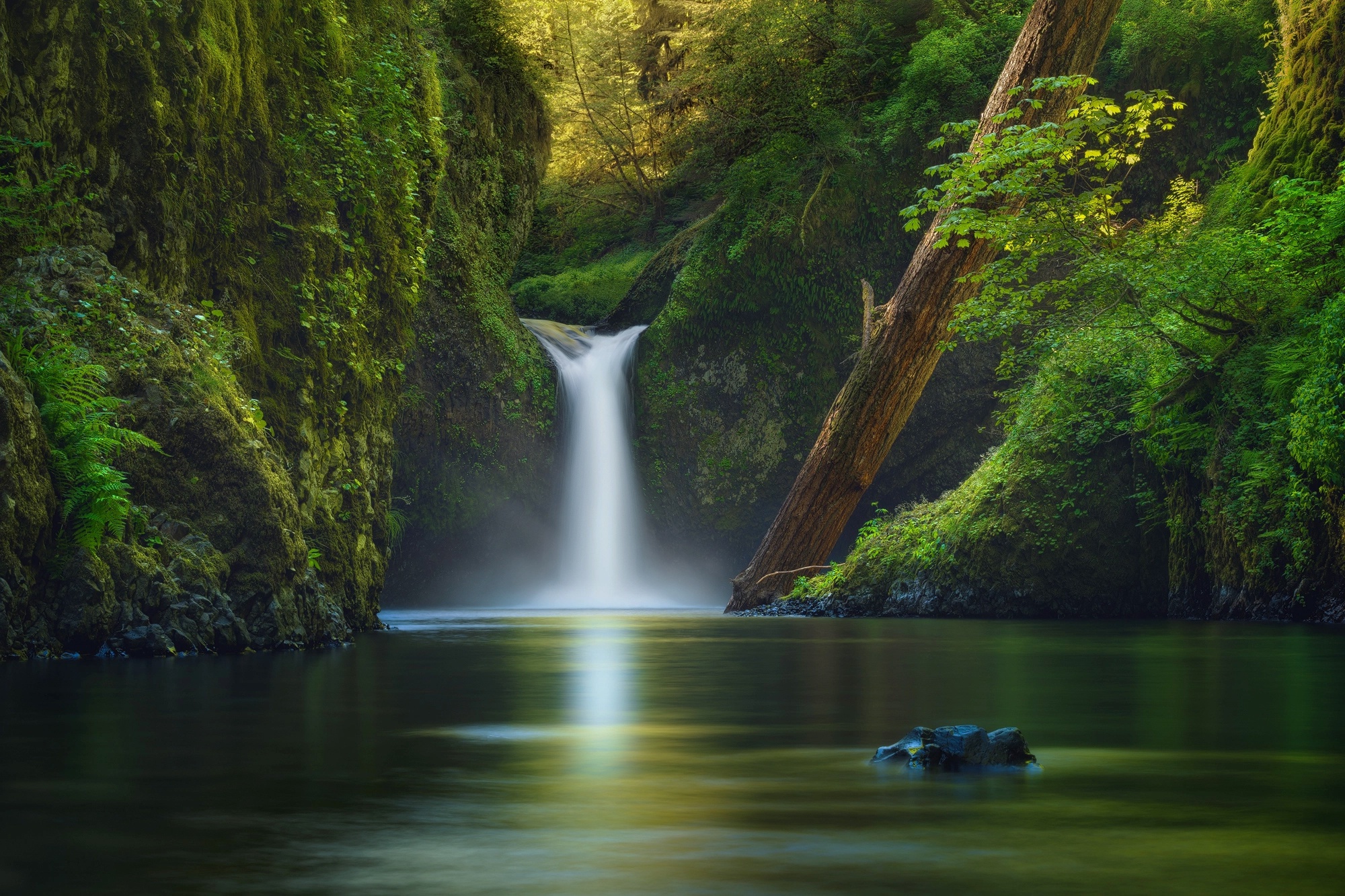 Water Green Nature Waterfall Wallpaper HD