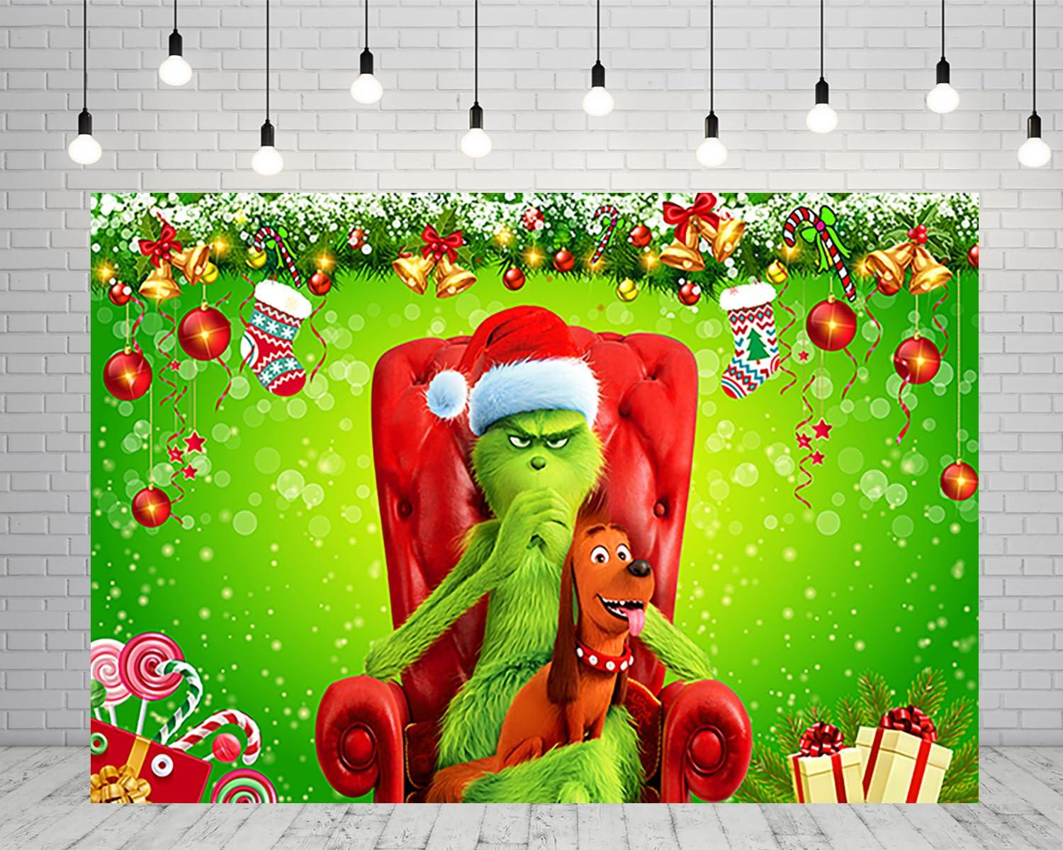 Amazoncom Christmas Backdrop for Grinch Christmas Theme Party