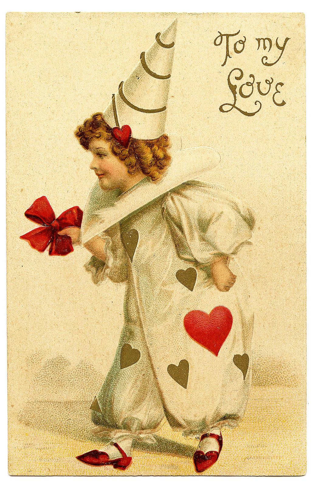 Vintage Valentine S Day Clip Art Darling Clown Girl The