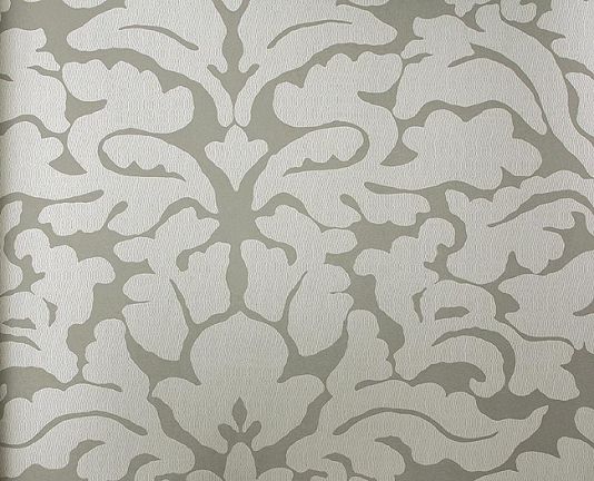 Imperia Wallpaper Contemporary Damask In Grey And Silver