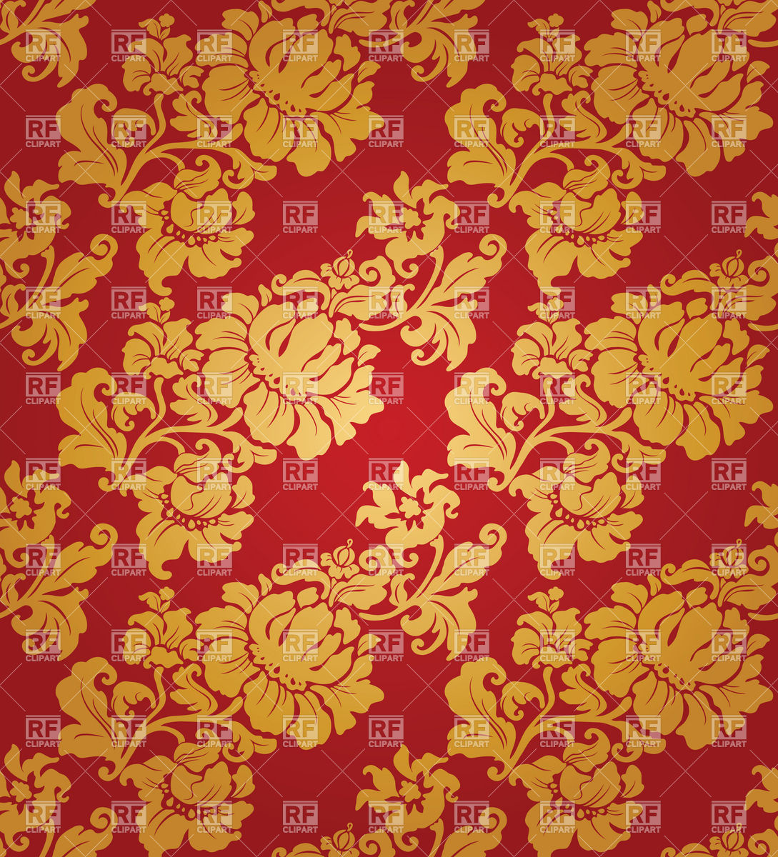 Red And Golden Victorian Wallpaper With Floral Ornament Background
