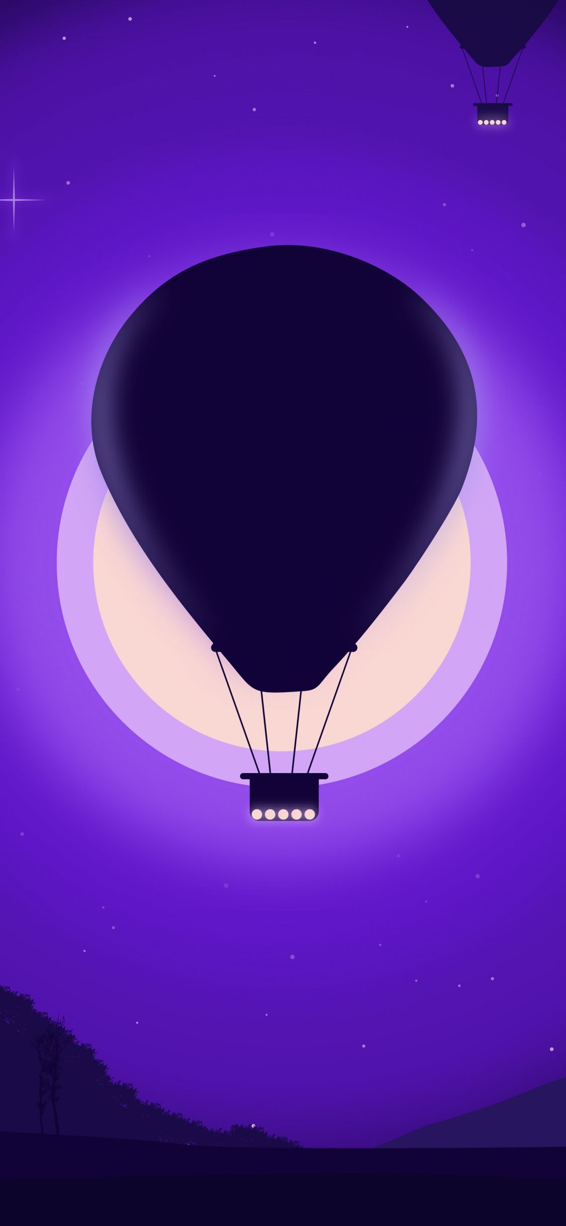 Hot Air Balloon Purple Dark Silhouette Wallpaper