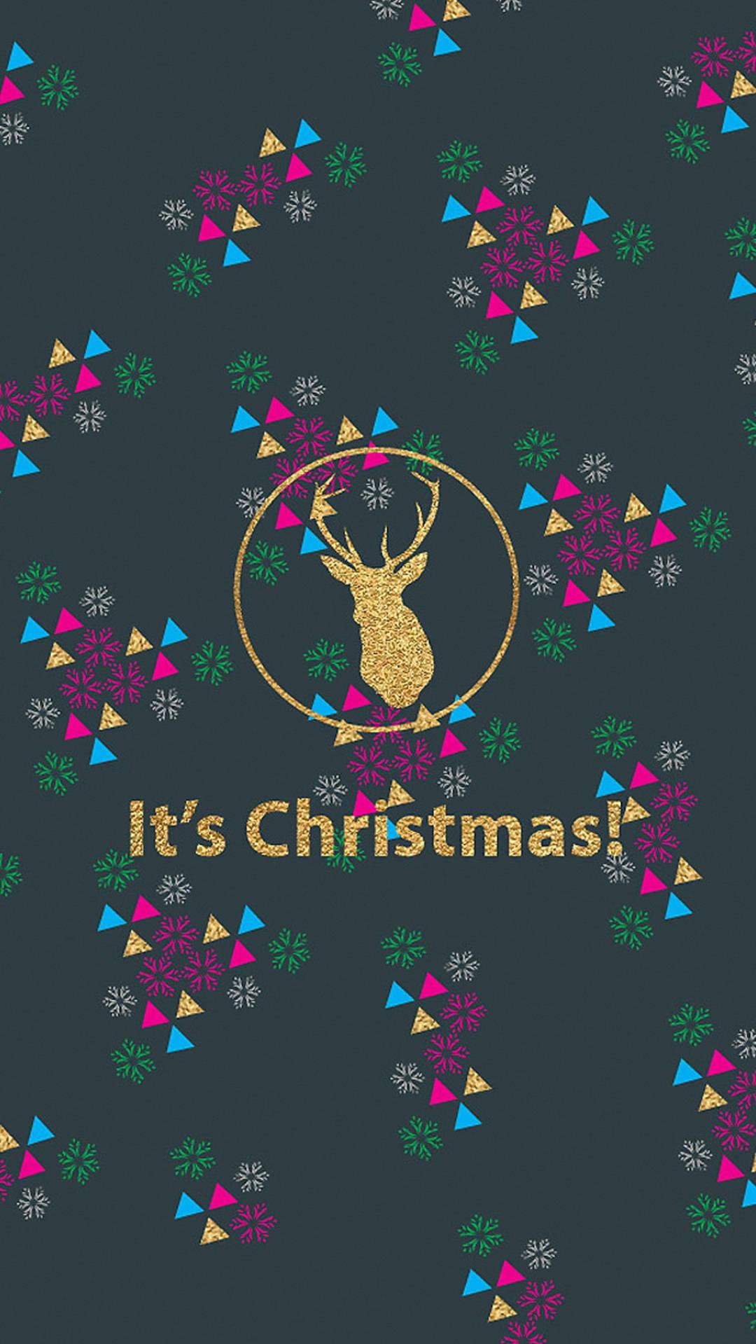 Download Gold Deer Festive Christmas Iphone Wallpaper