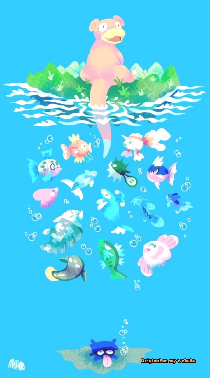Wallpaper Celular Fishing Slowpoke Illustration HD